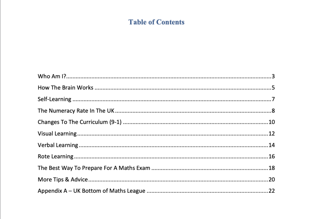 pass gcse maths in four weeks contents